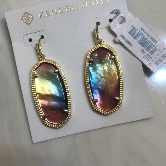 Kendra Scott 14k Gold Plated Elle Drop Earrings Yellow Watercolor Illusion NWT - Picture 7 of 13